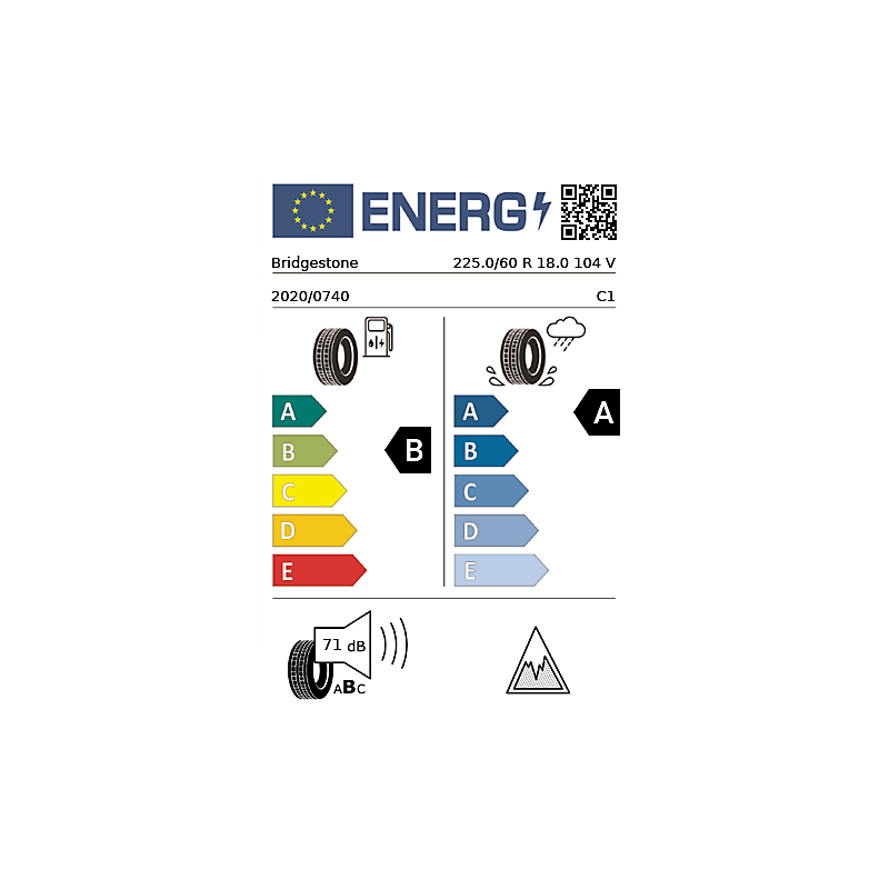 Vignette énergétique Bridgestone Bridgestone Weather Control A005 PREMIUM 18"