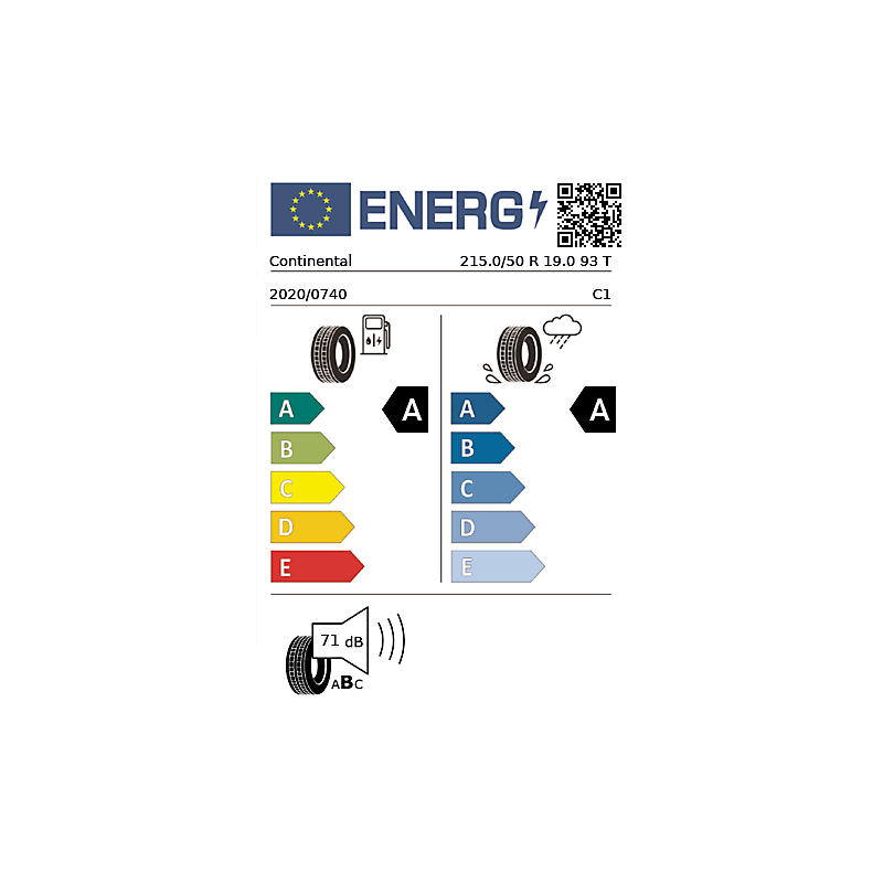 Vignette énergétique Continental Continental EcoContact 6 ContiSeal PREMIUM 19"