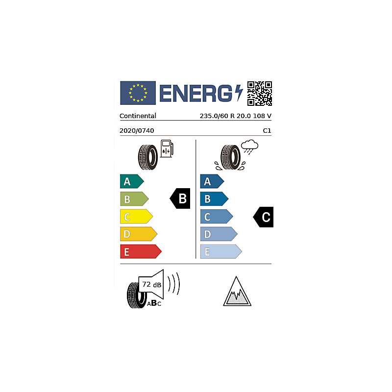 Vignette énergétique Continental Continental WinterContact TS 850 P SUV PREMIUM 20"