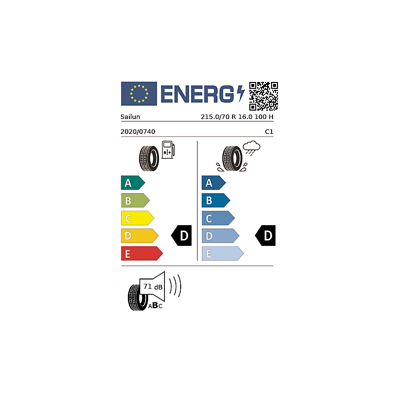 Vignette énergétique Sailun Sailun Terramax CVR SR18 ECOBUDGET 16"
