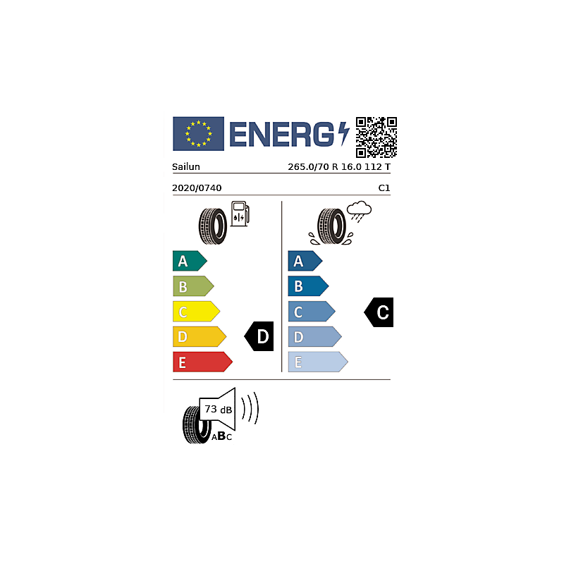 Vignette énergétique Sailun Sailun Terramax A/T ECOBUDGET 16"