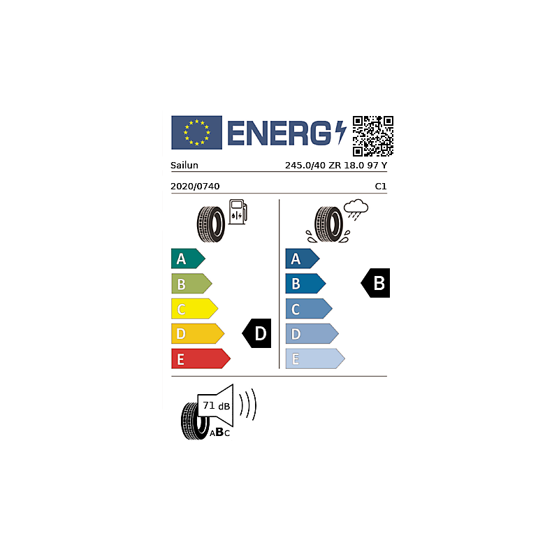 Vignette énergétique Sailun Sailun Atrezzo ZSR SU18 Run Flat ECOBUDGET 18"