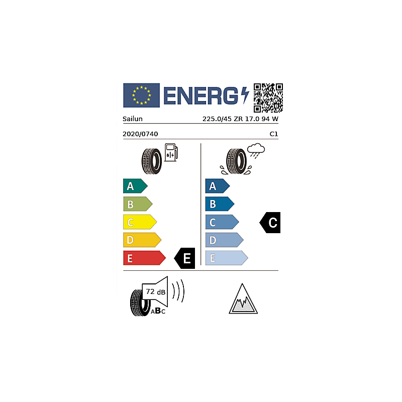 Vignette énergétique Sailun Sailun Atrezzo 4 Seasons ECOBUDGET 17"