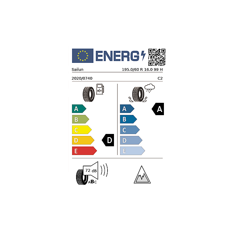 Vignette énergétique Sailun Sailun Commercio 4 Seasons ECOBUDGET 16"