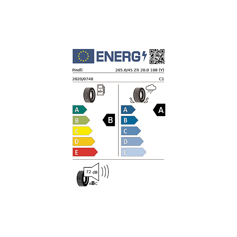 Vignette énergétique Pirelli Pirelli P Zero MO PREMIUM 20"