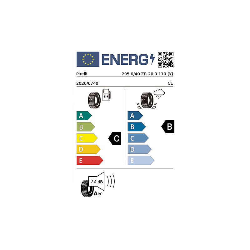 Vignette énergétique Pirelli Pirelli P-Zero B PREMIUM 20"