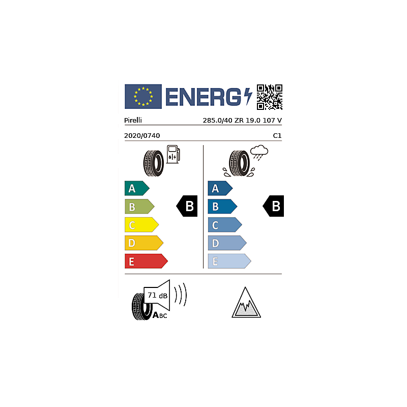 Vignette énergétique Pirelli Pirelli P Zero Winter T0 PNCS Elect PREMIUM 19"