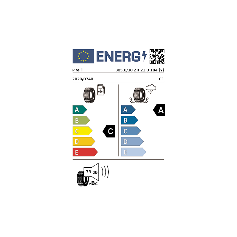 Vignette énergétique Pirelli Pirelli P Zero R NF0 Elect PREMIUM 21"